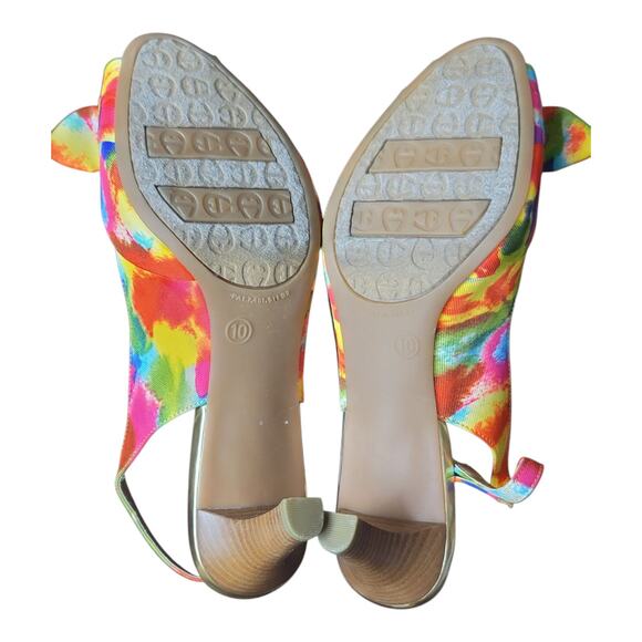 Etienne Aigner Multicolored Floral Sling-back Open Toe Heels Women's Size 10 US - Picture 5 of 8